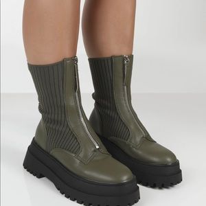 NWT Public Desire Code Nude chunky boot